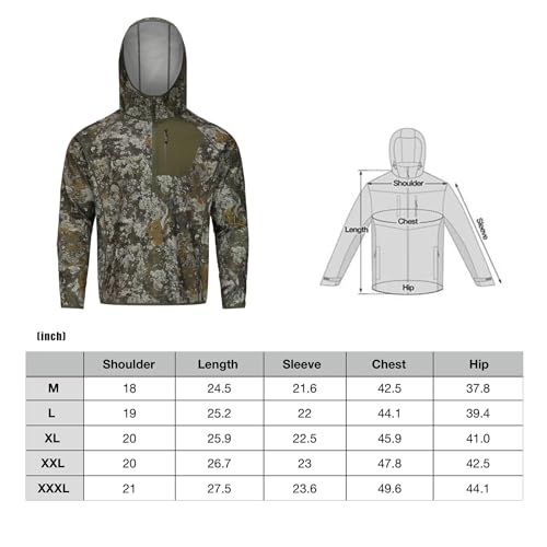 UIIHUNT Moletom masculino camuflado de caça, pulôver de lã de desempenho, camuflagem, moletom com is