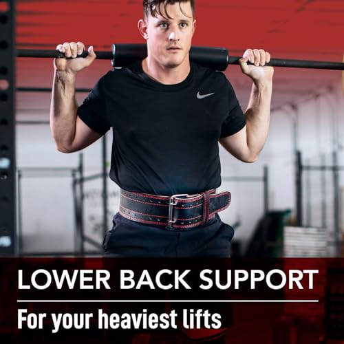 Dark Iron Fitness Genuine Leather Weightlifting Belt, 4 Inch Wide for Men Women with Double Prong Buckle Reinforced Stitching, Powerlifting Deadlift Squat Training Core Support Gym Strength Workout - Image 2
