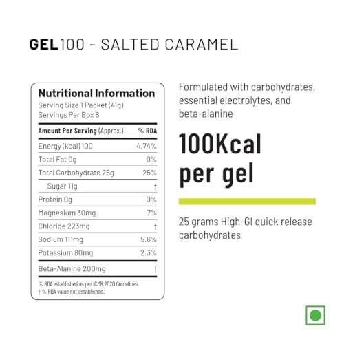 Image of Unived Gel 100 - Vegan Energy Gel for Endurance Athletes Runners & Cyclists - 100kcal - Salted Caramel - Pack of 6