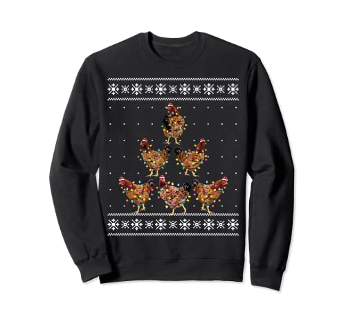 Funny Chickens Christmas Tree Xmas Ugly Sweater Chicken Felpa