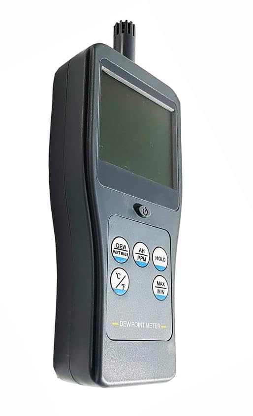 Digital Dewpoint Meter Handheld Dewpoint Meter with High Accuracy 6 Testing Parameters Resolution 0.01 Dew Point Temperature Range -45~120°C (-49~248°F) Absolute Humidity Range 0~400g/m³