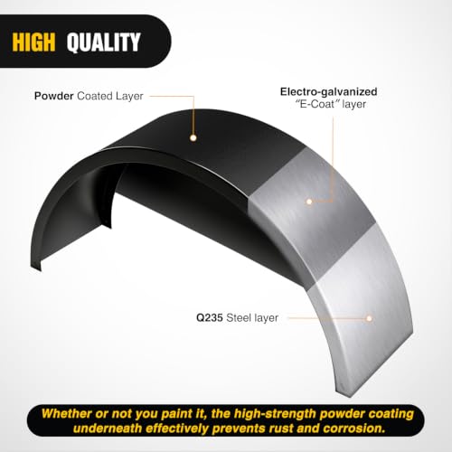 Image of Nilight Round Trailer Fenders Single Axle Mud Guards 14 to 16 in Wheels