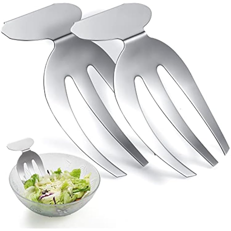 2Pcs Stainless Steel Salad Hands, Professional Business Salad Server, Light and Durable, Not Afraid of High Temperature, Easy to Clean,Dishwasher Safety