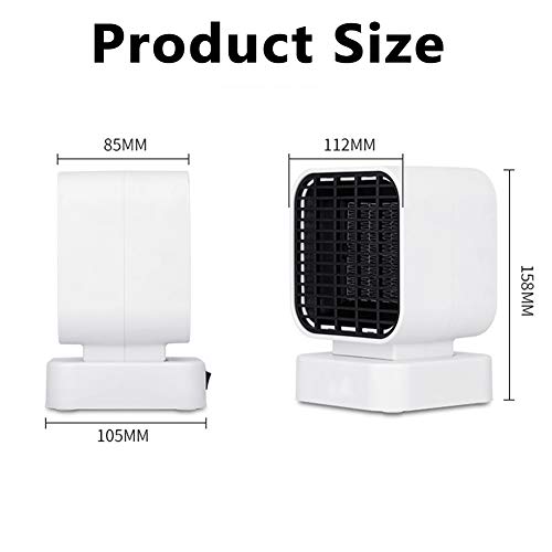LEELLY Draagbare ventilatorkachel, 500 W, 3 seconden, snelle elektrische ventilatorkachel, mini-fornuis, draagbare ventilatorkachel, PTC-keramische verwarming, winterhuishouden, binnenverwarming, camping - Afbeelding 8