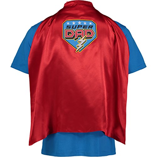 Funstuff Father's Day Super Hero Dad Mens' T-Shirt & Cape, Bue (Small) Blue #TOP2