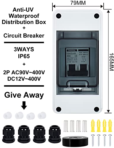 Dihool Dc 30 Amp Breaker Box For Rv, Dc Miniature Circuit Breaker, Solar Disconnect Switch #TOP1