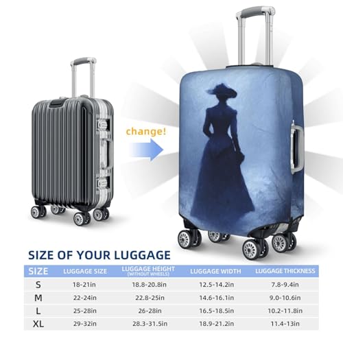 Mysterious Woman Walking Through Foggy Winter Elastic Travel Luggage Covers Dustproof Scratch-Resistant Suitcase Protector Fit 22-24 Inch4