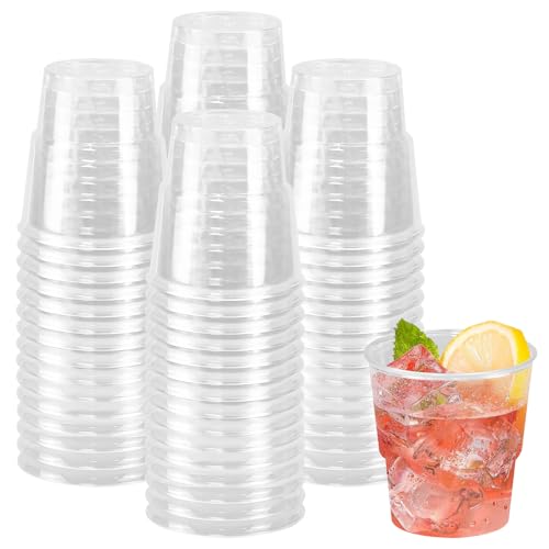 Kleemeiero 60 Stück Cocktailbecher 200 ml Trinkbecher Wiederverwendbare Durchsichtige Plastikbecher Hartplastik Partybecher Mehrwegbecher Cocktailgläser Plastik für Party, Hochzeit, Bankett