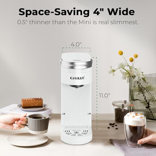CHULUX Slim Single Serve Coffee Maker for K Pod, One Cup Coffee Maker Fits 7.3" Travel Mugs, Coffee Machine with 6 to 12oz Brew Sizes, Pearl White by CHULUX - Image 6