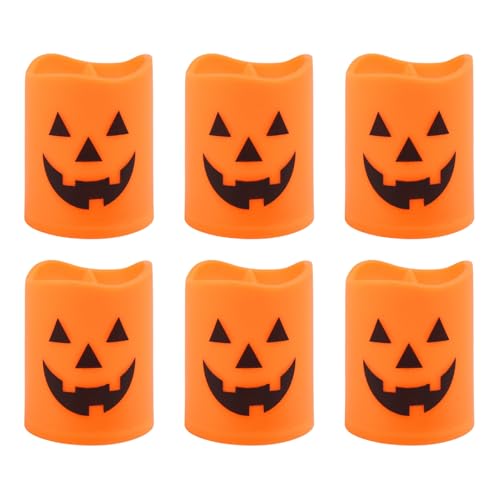Velas sin llama de Halloween, 6 piezas de velas góticas fantasma, 1.46 x 1.77 pulgadas, decoración de luz cálida parpadeante para interiores y exteriores, chimenea, casa embrujada, fiesta, dormitorio