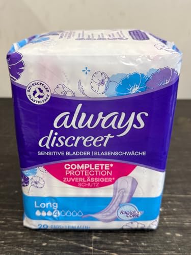 Always Discreet - Salvaslip da donna per incontinenza, lunga (20 rilegature), Big Pack, forte protezione che non senti