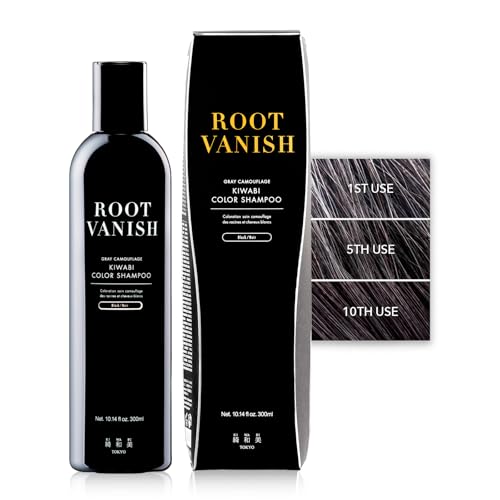 Kiwabi Black Hair Color Shampoo for Gray Coverage...