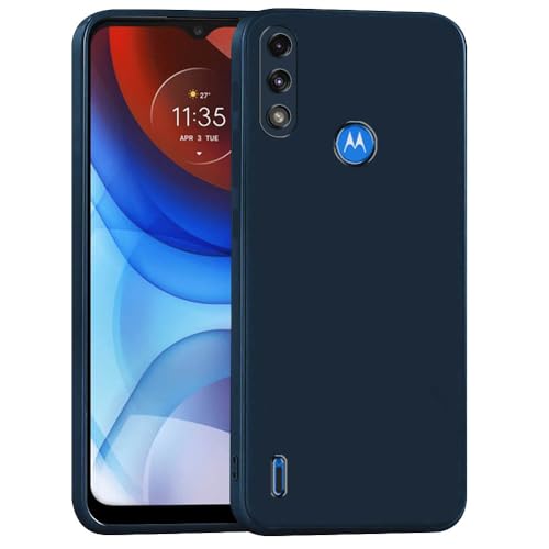 Image of amazon basics Mobile Cover for Motorola Moto E7 Power 4G | Full Camera Protection | Premium Liquid Silicon Case | Flexible Bumper Case for Motorola Moto E7 Power 4G (Dark Blue)