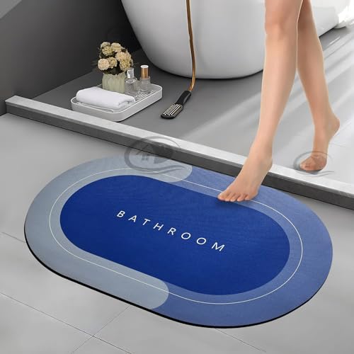 Image of CANWAY 1 Pieces 3.5mm Rubber Bath Mat (40x60 cm, Light Blue) | Anti-Skid Non-Slip Bathroom Floor Mat | Quick Dry Super Absorbent Soft Door Mat for Home & Shower