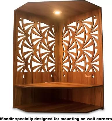 Miniatura 3 de Mandir para el hogar Templo de madera con foco LED Templo de pared Templo Hogar Pooja Ghar Puja Templo Mandir Pooja Mandir Pooja Mandir Pooja Mandir