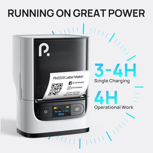 Image of POLONO PM220S Bluetooth Thermal Label Maker, Portable Sticker Printer with 2'' x 1.18'' Label Tape, Easy to Use Label Machine for Home Office Business, Cream