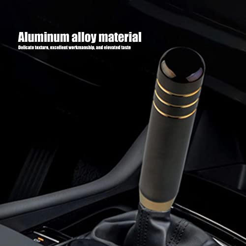 Jawmoy 1 Pc Polished Aluminum Car Gear Stick Lever Shift Knob, 7" Car Gear Long Handle Weighted Shifter Knob With 3 Threaded Adapters Fit Most Automatic Manual Vehicle (Black Gold) #TOP3