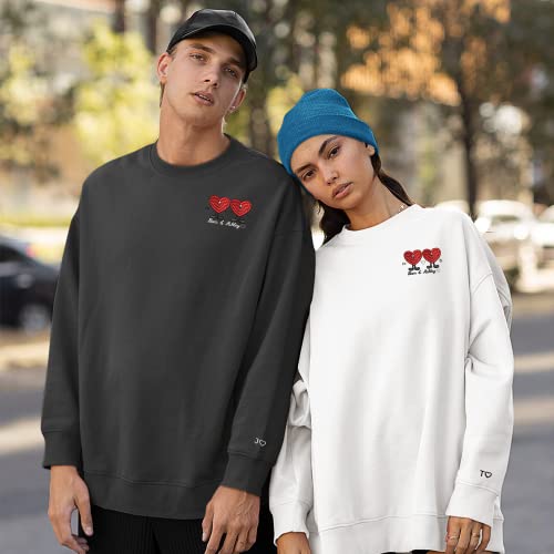 GODMERCH Custom Embroidered Matching Couple Hoodies, Matching Sweaters for Couples, Matching Outfits for Couples, His and Hers Hoodies, Embroidered Hoodie, Valentines Gifts3