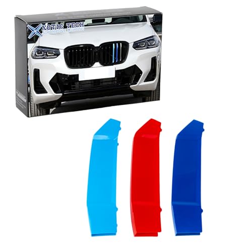 Image of x xotic tech Tri-color Grille Insert Trims Strips, Front Center Kidney Grilles Compatible with BMW LCI G01 X3 2022 2023 2024 Standard Grill 7-Beam Bars, Not for 2022 X3 M40i or Double Slat