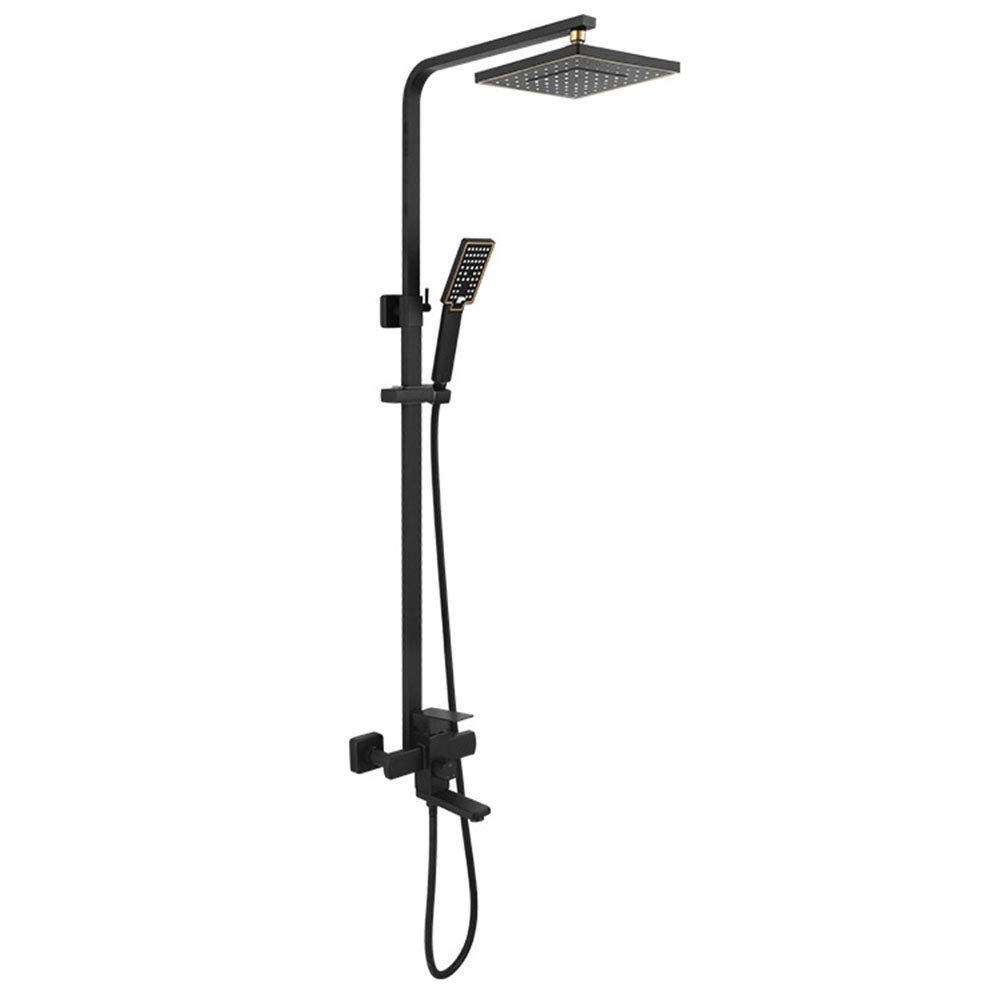 Robinets de douche noirs muraux : ensemble cascade de pluie et douchette