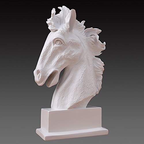 Statue tête de cheval blanche en résine moderne de 26 cm pour décoration d'intérieur