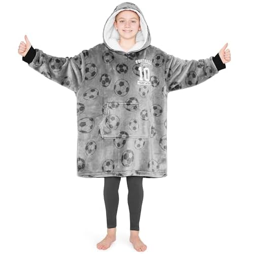 CityComfort Sudadera Niño Divertida - Sudadera Manta para Niños(Gris Football)