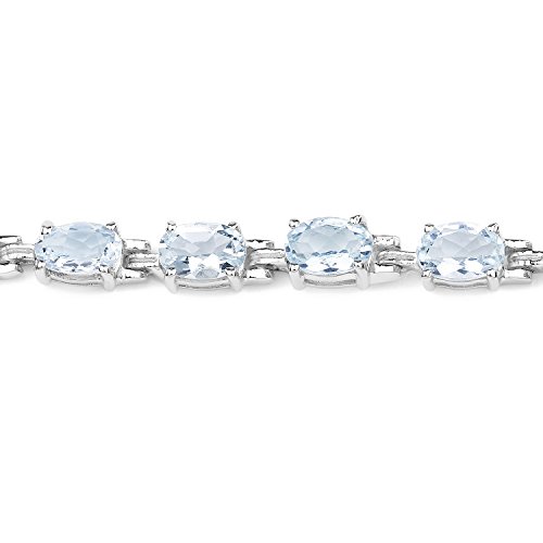 Sky Blue Oval Aquamarine Bracelet - 925 Sterling Silver Bracelet for Women - Elegant Aquamarine Jewelry Gift3