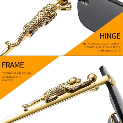 Shauna Fashion Small Rimless Rectangle Sunglasses Women Retro Cheetah Ocean Film Eyewear Men Tinted Sun Glasses Uv4004
