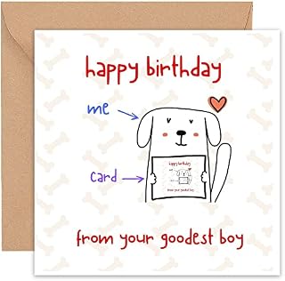 Felbridge Studio Funny Birthday Card From The Dog - Birthday Cards for Husband Men Him Dad Mum Husband Wife Cat Sister Brother - From Doggy Pup Puppy Fur Baby Pet - Cute Gifts -14cm