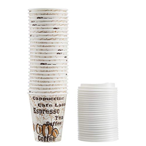 Amazon Basics Disposable Hot Paper Coffee Cups with Lids, to Go, Leak-Proof, for Hot and Cold Drinks, 12 oz, 100-Count view 3
