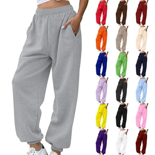 Jogginghose Damen Lang Baumwolle - Sporthose Gummibund Stoffhose Mit Taschen High Waist Trainingshose Loose Fit Freizeithose Bequeme Lockere Sweathose Baggy Y2K Laufhose Yogahose Jogginghose Damen Lang Baumwolle - Sporthose Gummibund Stoffhose Mit Taschen High Waist Trainingshose Loose Fit Freizeithose Bequeme Lockere Sweathose Baggy Y2K Laufhose Yogahose