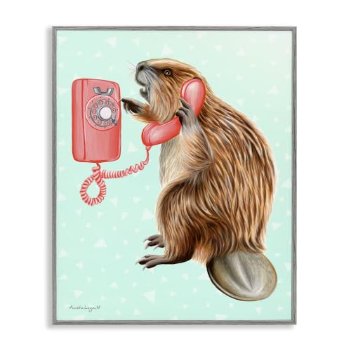 Beaver Dialing Telephone Retro, 24 x 30 Inch Framed Giclée Print