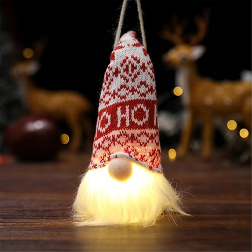 Decoraciones de gnomo de Navidad iluminadas hechas a mano de felpa escandinavo sueco Tomte iluminado, elfo de peluche, regalo de vacaciones, funciona con pilas, decoración de mesa de invierno, adornos