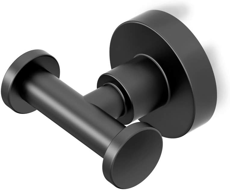 Gatco 5505 Bathroom Robe Hook, Matte Black/Wall Mount 2.60" W Double Robe Hook, Towel Hook