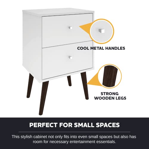Manhattan Comforts Liberty Mid-Century Modern Nightstand With 2 Drawers, White #TOP9