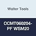 Walter Tools CCMT060204-PF WSM20 Carbide Tiger-Tec Positive Indexable Turning Insert, 1/64" Corner Radius, 1/4" IC, 3/32" Thick, 0.012" - 0.078" Depth of Cut (Pack of 10)
