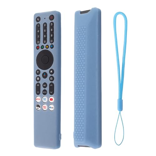 Image of Silicone TV Remote Cover Compatible with TCL Tv Remote RC833A 4K QLED Google TV Protective Case with Lanyard [Remote NOT Included] (2025-Luminious Blue)