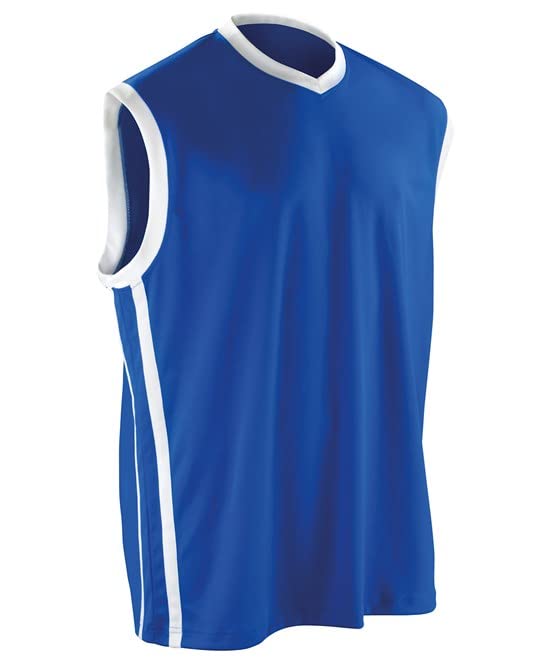 Maillot basket Spiro anti transpiration bleu blanc taille L