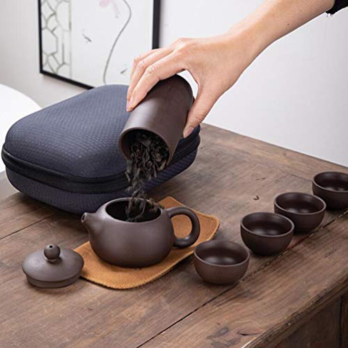 Conjunto de chá portátil Kung Fu da Hemoton, conjunto de chá Kungfu Zisha para viagem com bule de ch