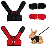 N-AA Paquete de 2 vajilla y Correa para Mascotas, arnés Ajustable para Conejo, arnés de Conejo, Ardilla, Conejo, ferrita, Chinchillas, Rojo Negro