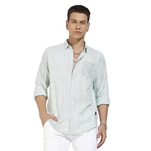 Image of CAHOOT Men's Button Up Regular Fit Shirt for Casual Wear | Regular Sleeve | Spread Collar | Button Closure | Shirts Crafted with Comfort Fit for Everyday Wear