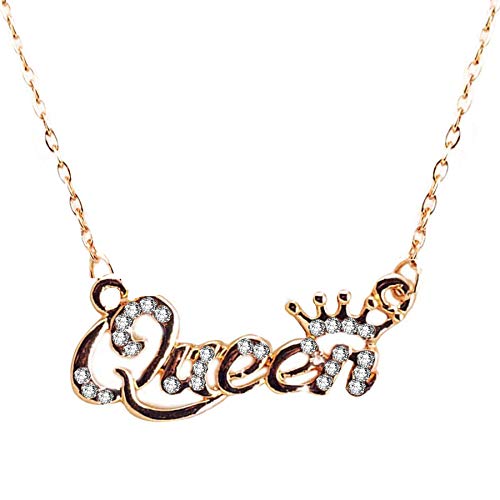 Om Jewells Valentine Gift Jewellery Collection Ravishing Gold Platted Queen Pendant Necklace Chain Made With White Crystal Elements for Girls & Women PD1000854 (Gold)