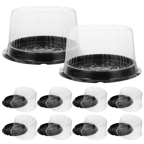 Angoily 10PCS Transparent Cake Boxes with Clear Dome Lids - 6 Inch Round Cake Carrier for Transport, Display and Storage