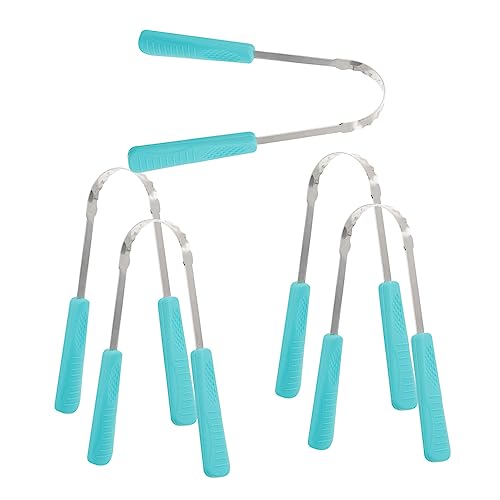 GALPADA Tongue Cleaning Scraper 5 Pack Oral Care Tools Portable Tongue Cleaners Fresh Breath Scraper