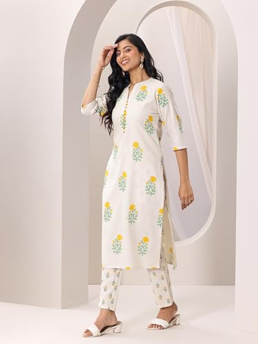 Image of Libas Printed Cotton Straight Kurta with Trouser