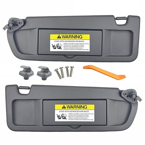 Pair of Left and Right Sun Visors with Clips and Screws for Honda Civic 2006 2007 2008 2009 2010 2011 Interior Sun Visor Replacement (Dark Gray)