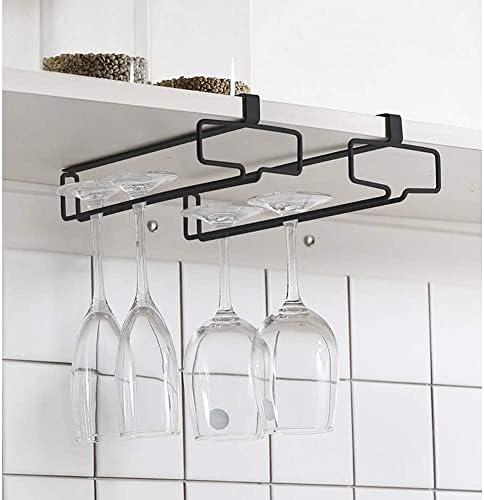 LINFIDITE under cabinet wine glass rack black iron 2pcs