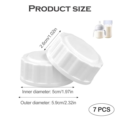 7 Stück Babyflaschenverschlüsse, Flaschenverschluss, Weiß Deckel für Babyflaschen, Reiseflaschenverschlüsse für Avent, mit Dichtungsring, Kompatibel mit Weithalsflaschen