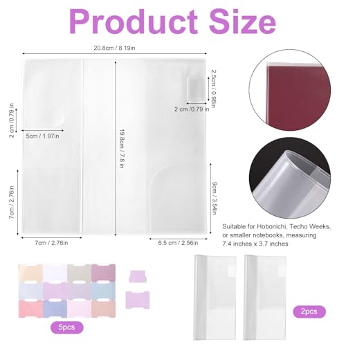 2stk Klare Hülle für Hobonichi Weeks, 20,8x19,8cm PVC Planer Schutz mit Klebeetiketten Laschen Wasserdichte Staubdichte Notizbuch Schutzhülle für Hobonichi Techo Zubehör