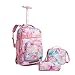 Enfants Sac à Dos 3 en 1 Sets Cartable à roulettes pour Garçons Filles Sacs Scolaires avec Trousse à Crayons Sac Repas Multifonction Sac d'école Primaire Chariot Voyage Bagages Etudiant